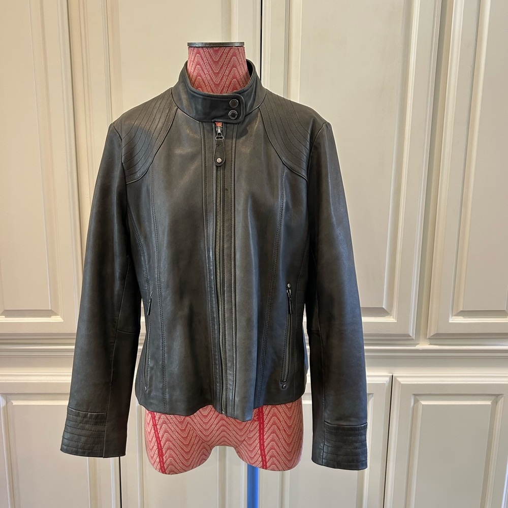 Bernardo Grey Leather Jacket